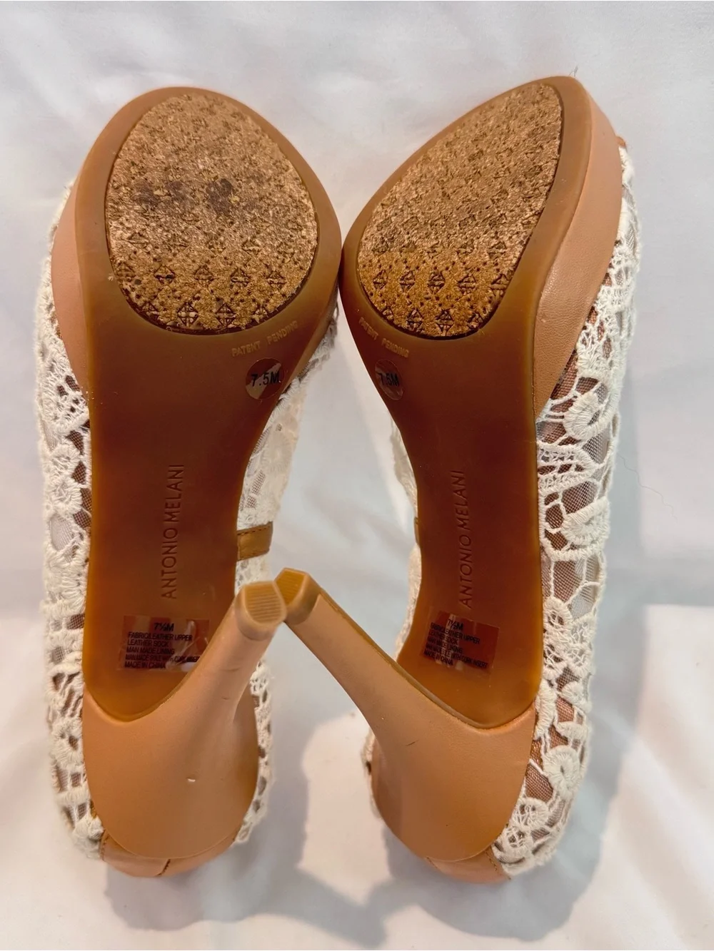 Antonio Melani White Lace Peep Toe Heels Pumps Sz 7.5 Wedding Cocktail Formal